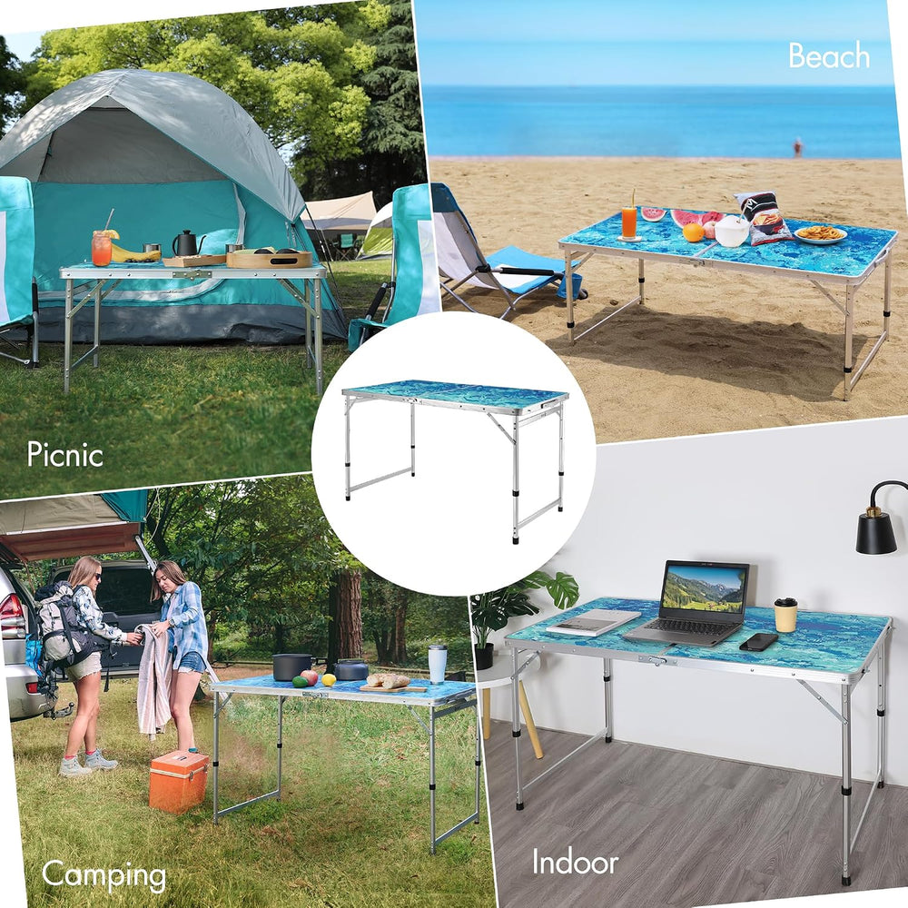 VILLEY Folding Camping Table 4FT, Portable Small Picnic Table
