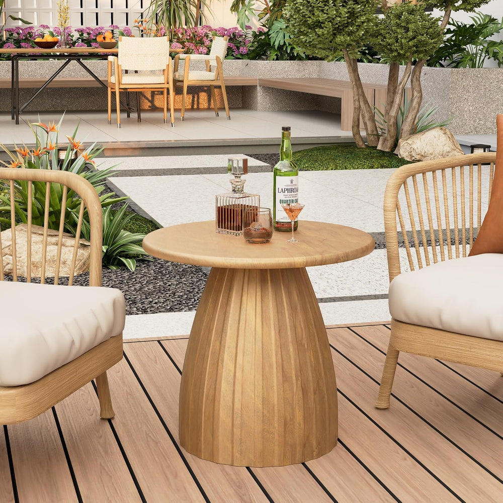 Round Small Patio Side Table Set of 2, Patio Furniture Accent End Table, Meta...