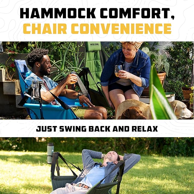 Wise Owl Outfitters Hammock Chair for Adults – Comfortable Portable Folding R...