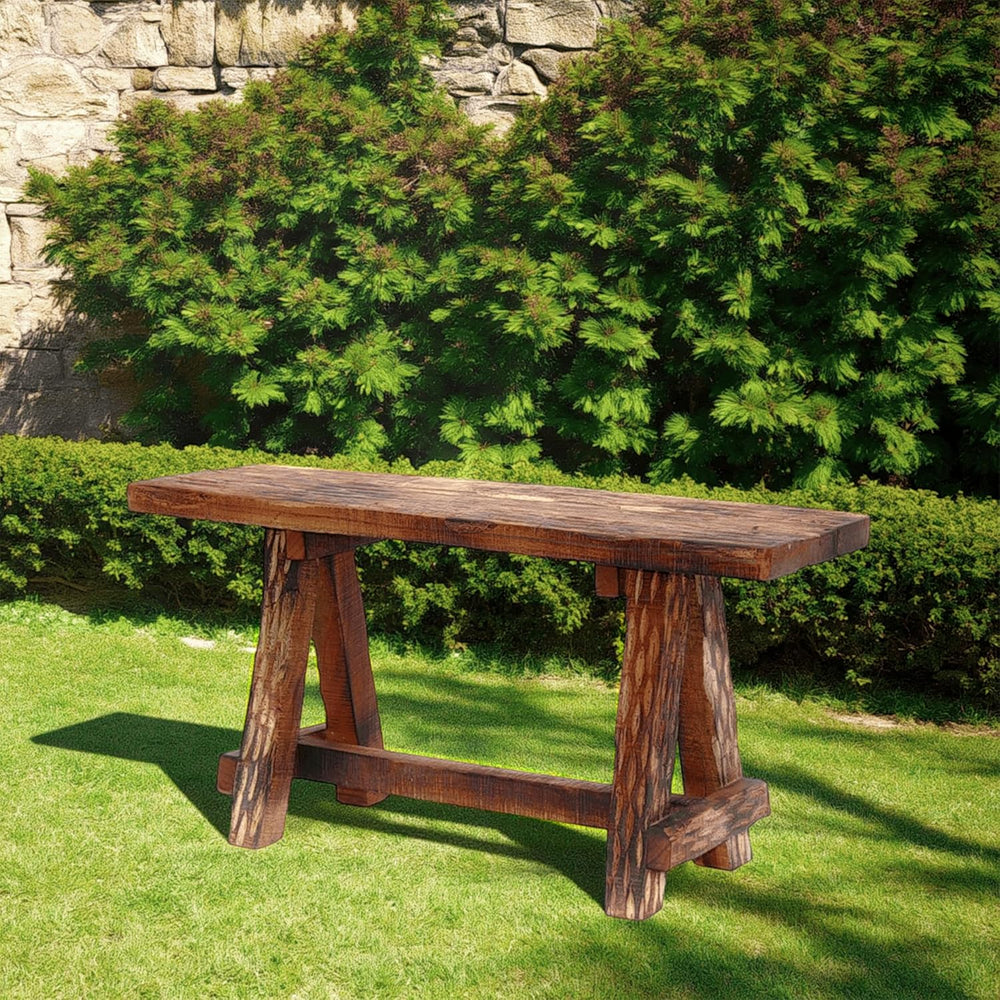 The Urban Port Wooden Garden Patio Bench, Cappuccino Brown