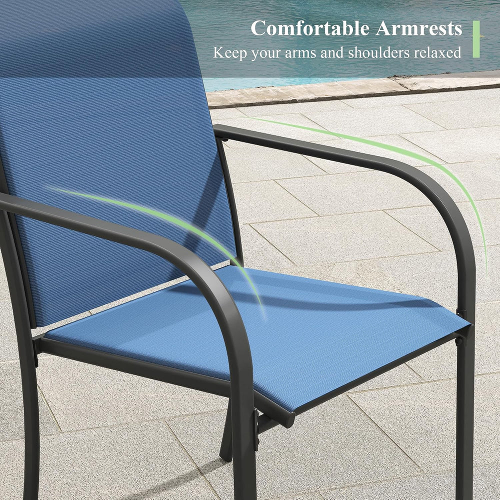 3 Pieces Outdoor Dining Set, Stackable Textilene Paito Chairs & 27.5&quot...