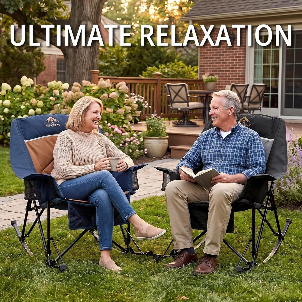 400lbs Rocking Camping Chair Oversized Folding Rocker for Adults