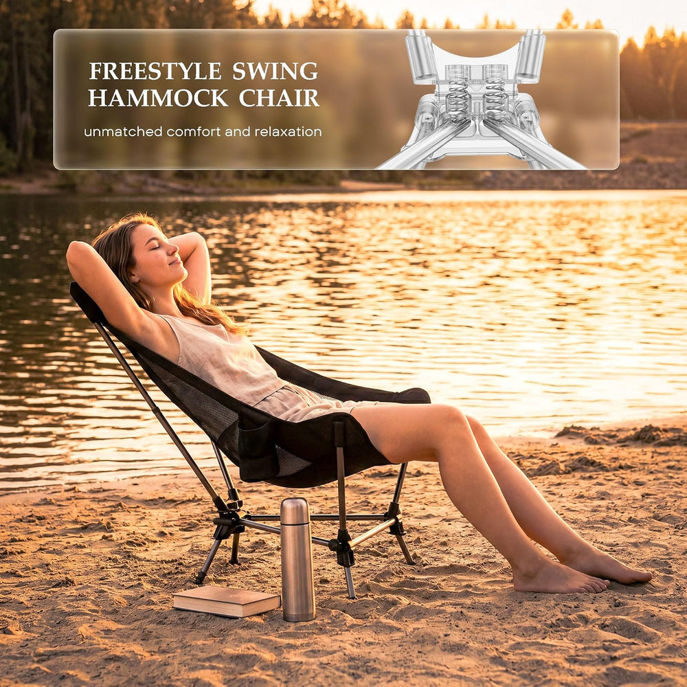 Portable Folding Rocking Camping Chair with High Back Beach Chair
