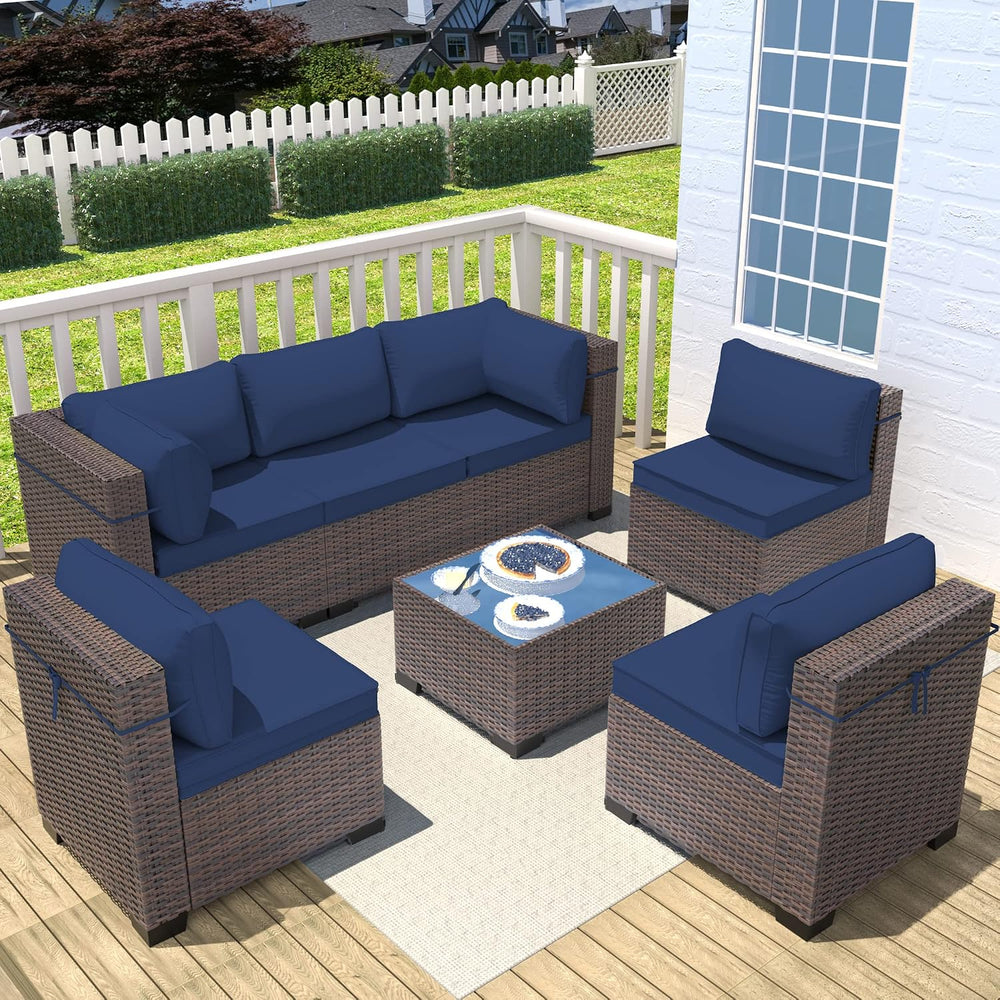 Outdoor Patio Furniture Set, 7 Pieces Outdoor Sectional Furniture Patio Sofa,...
