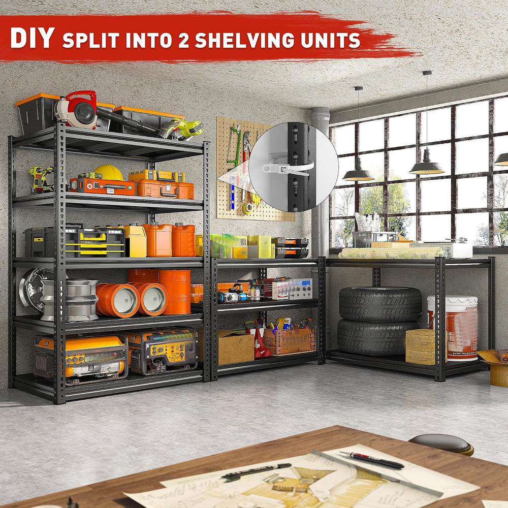 REIBII 72"H Garage Shelving Load 2500Lbs for Homeowners and Commercial Use