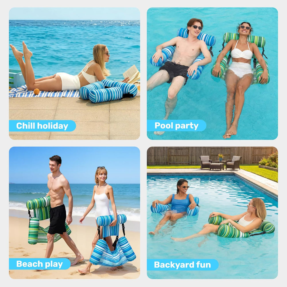 SLOOSH Inflatable Pool Floats Adult,2 Packs Floating Lounge Chairs,Blow up Po...