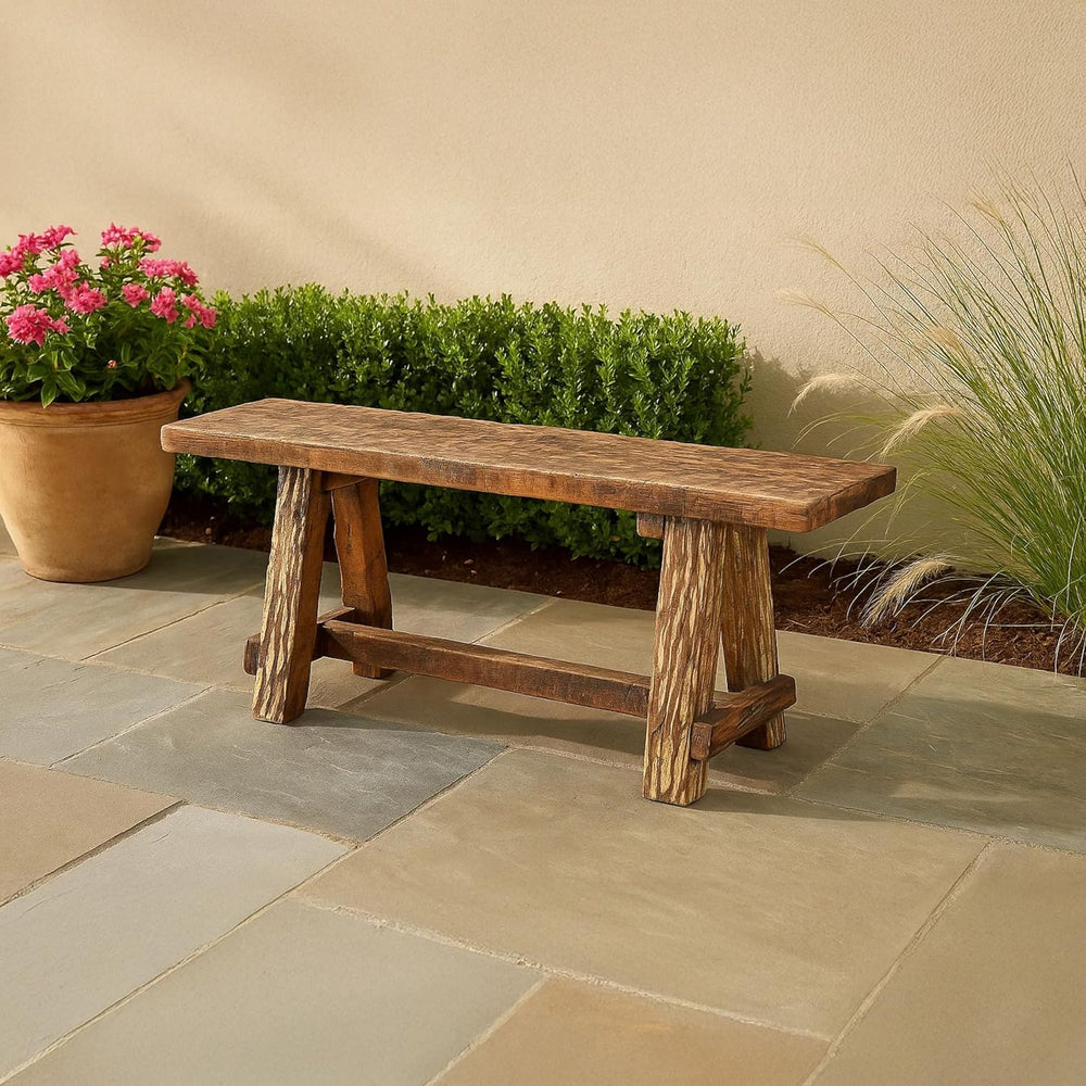 The Urban Port Wooden Garden Patio Bench, Cappuccino Brown