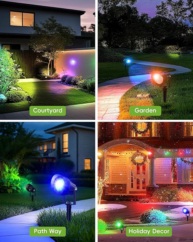 CORESLUX Smart RGBW Spot Lights Outdoor, Color Changing Warm White Landscape ...