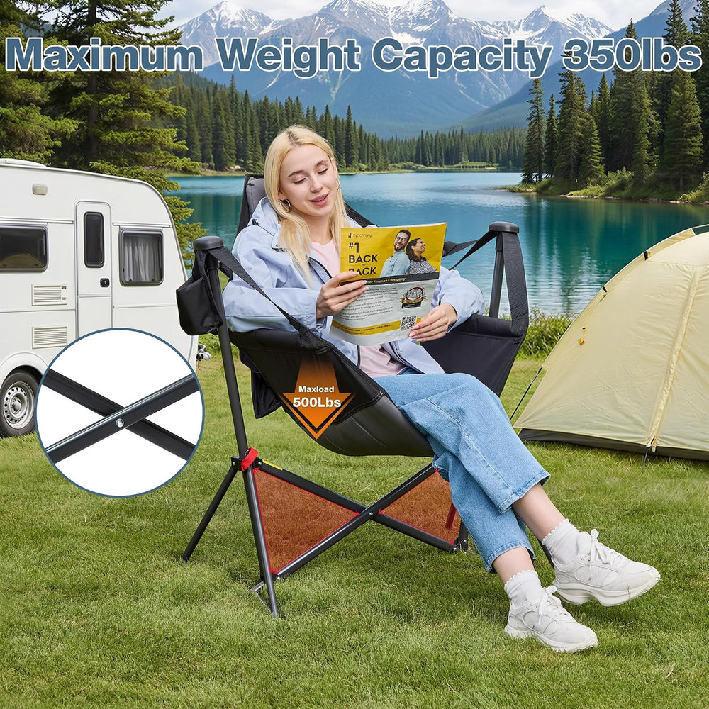 Hammock Camping Chair, Oversized Swinging Chair, 350LBS,Black