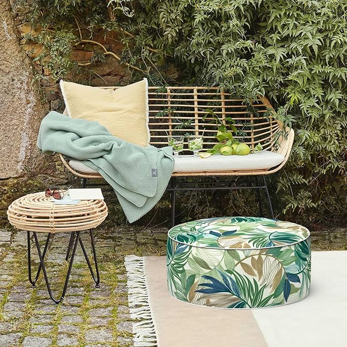 LVTXIII Inflatable Stool Ottoman Footrest with Handle, Decorative Fade-Resist...