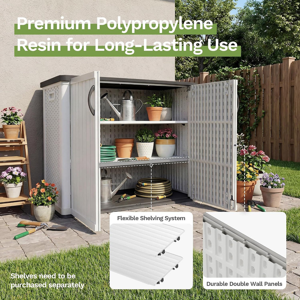 Patiowell 26 Cu.ft Plastic Outdoor Storage Cabinet, Lockable Waterproof Horiz...