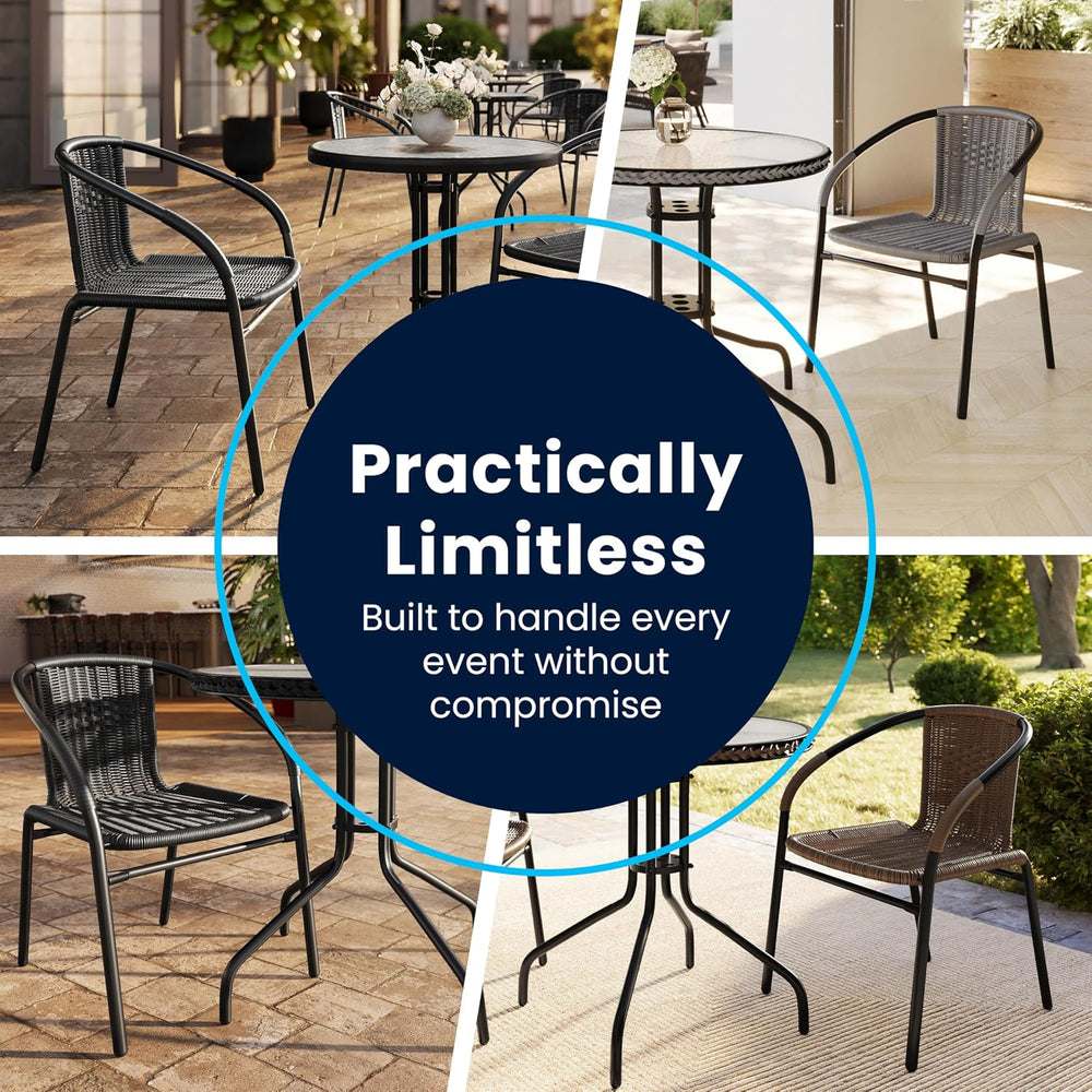 Flash Furniture Lila 23.5'' Square Glass Metal Table with 2 Black Rat...