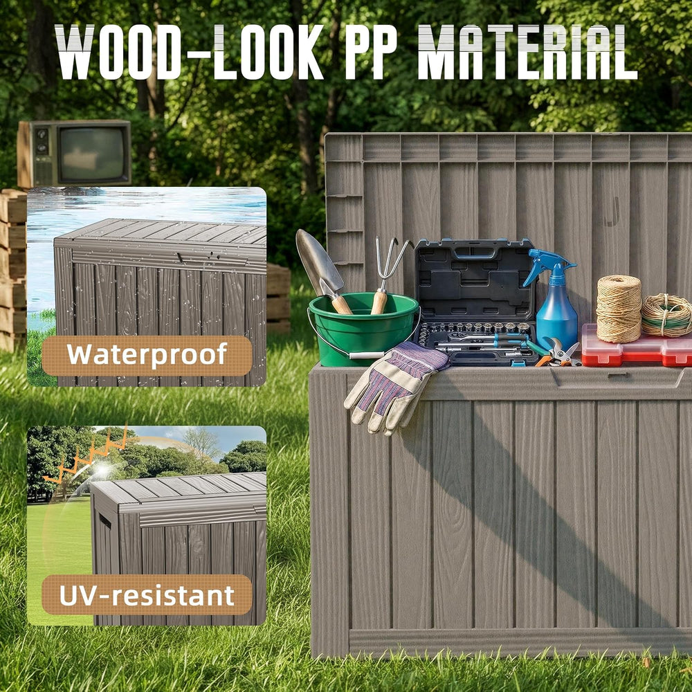 DRATO 135 Gallon Deck Boxes Outdoor Waterproof Storage Box with Wheels