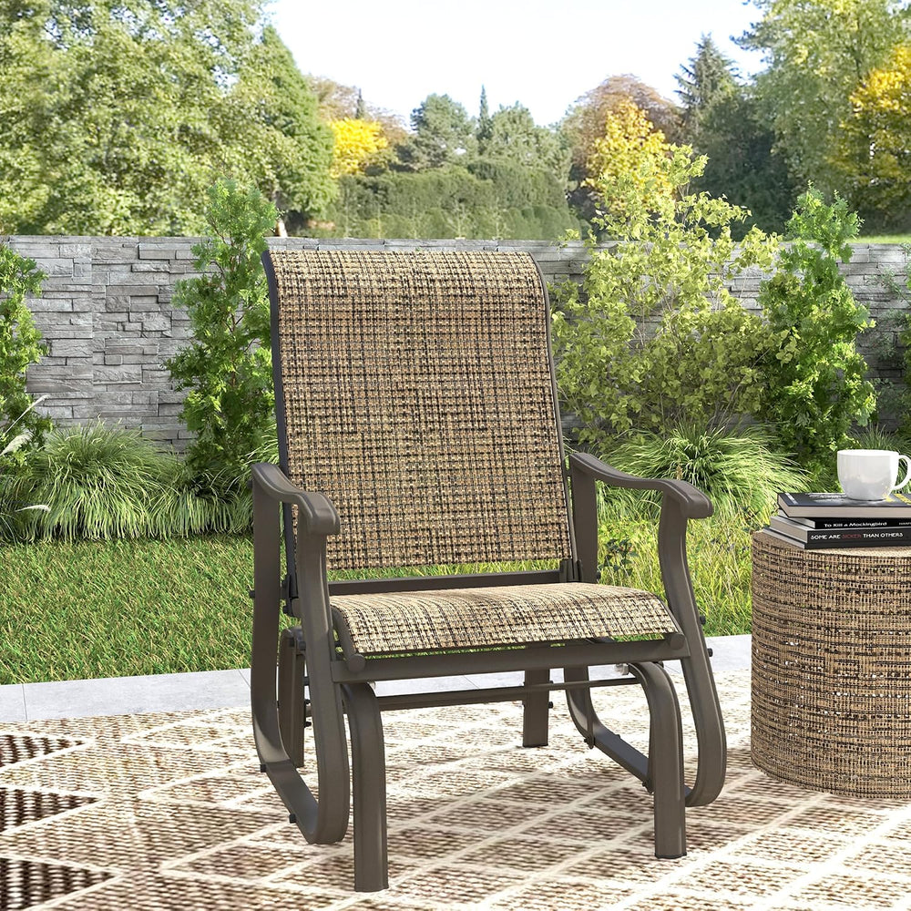 Outsunny Outdoor Glider Chair Patio Garden Steel Frame Light Mixed Brown