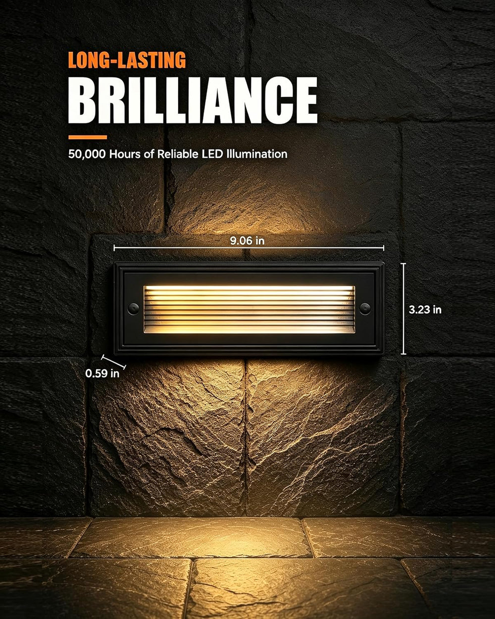 4-Pack 9 Inch Low Voltage Step Lights Outdoor, 5W LED Deck Stair Lights