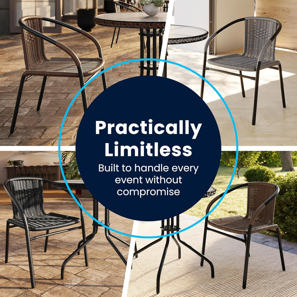 Flash Furniture Modern Rattan Indoor/Outdoor Restaurant Dining Chairs, Stacka...