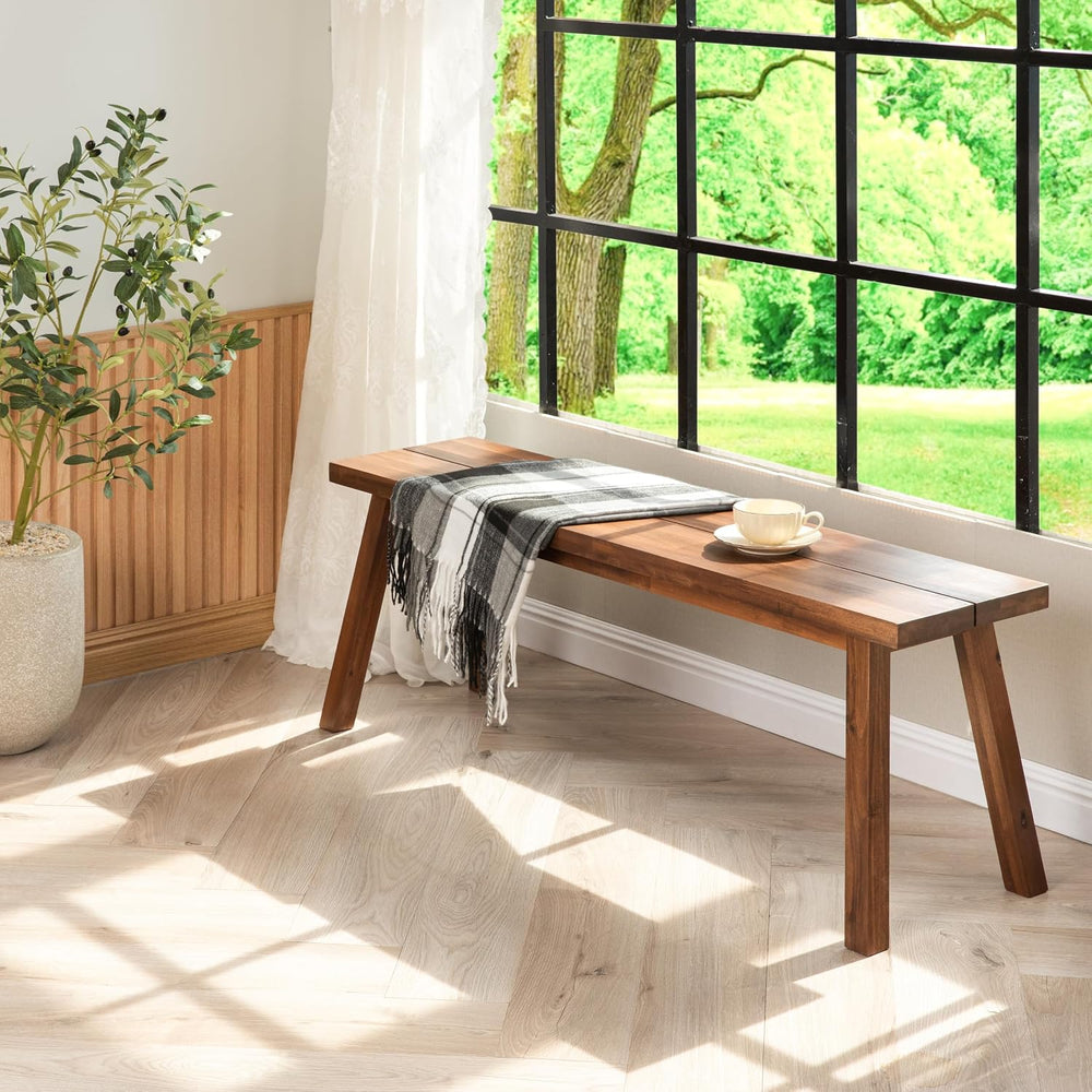 VICTORY RELAX Solid Wood Bench - Minimalist Design, Acacia Wood Construction,...