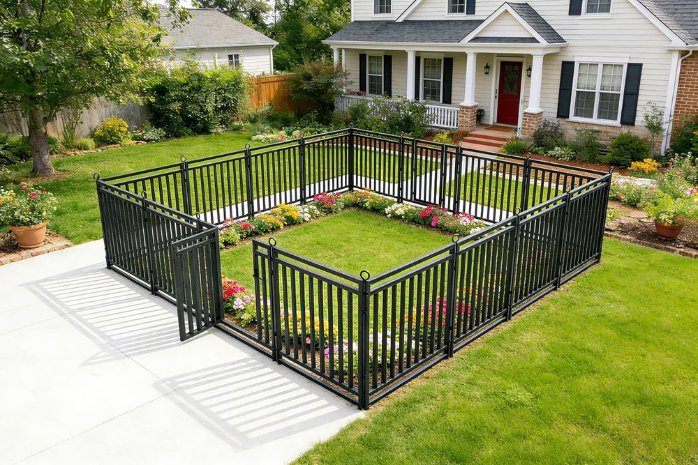 Decorative Garden Fence Metal Dog Fence Outdoor for Yard, 36ft (L) × 32in (H)...