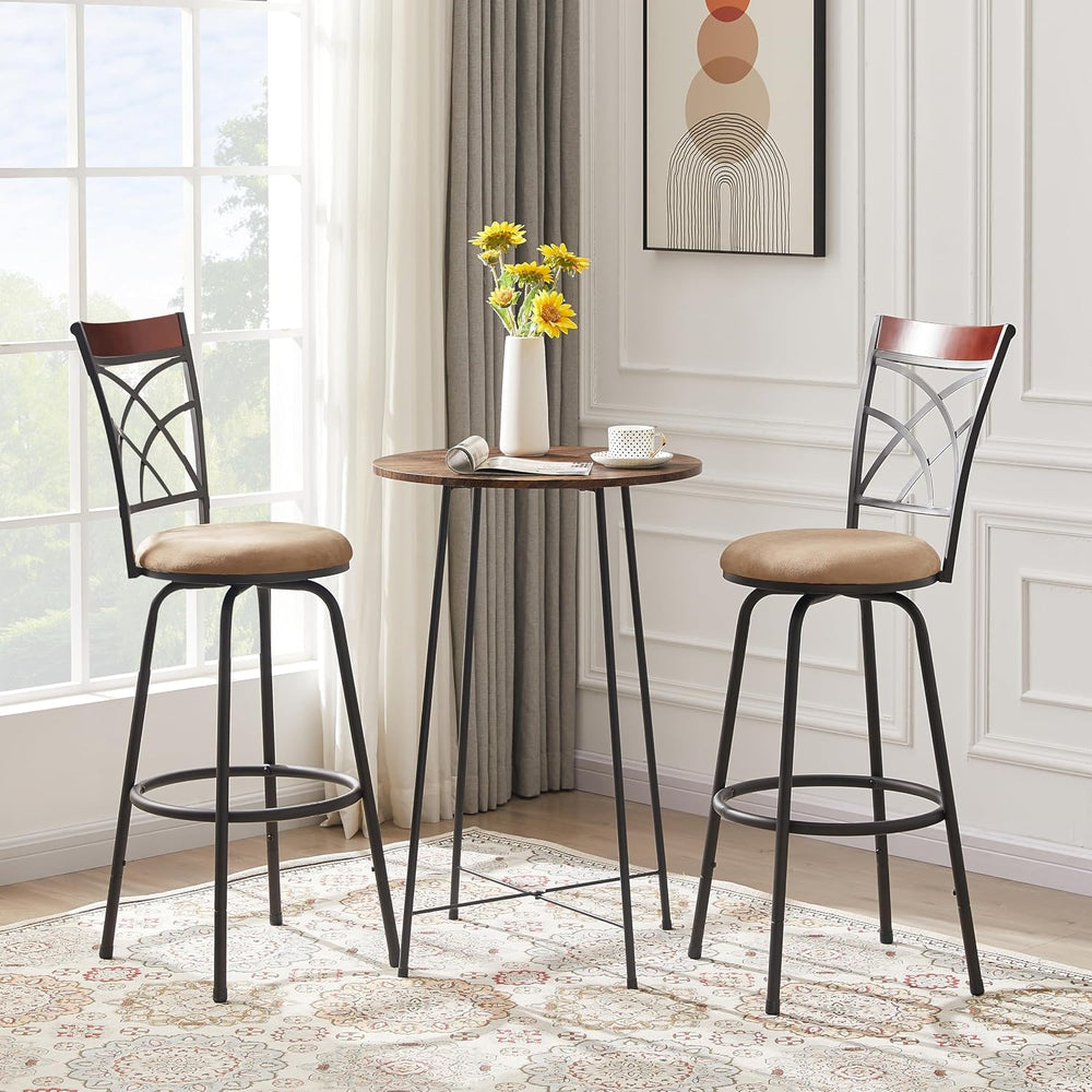 VECELO Barstools, Adjustable Counter Stools, Steel Bistro Pub Chairs, Bar Sto...