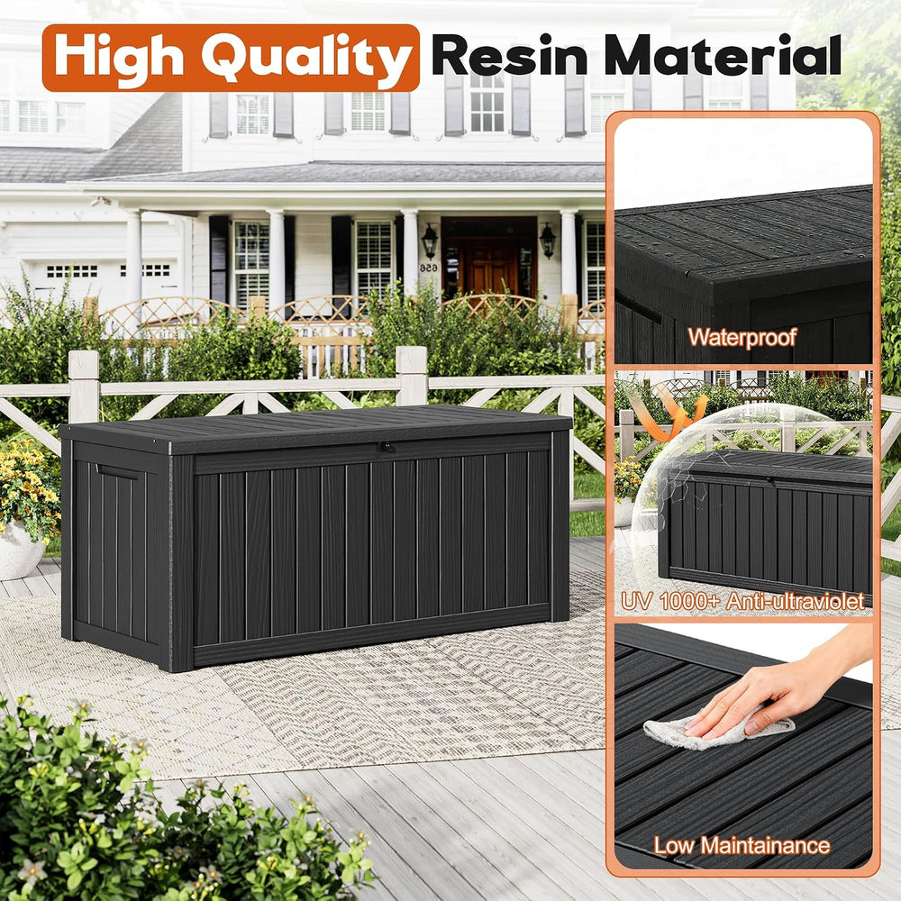Waterproof Outdoor Storage Box, Resin Patio Organizer,300 Gal,Black