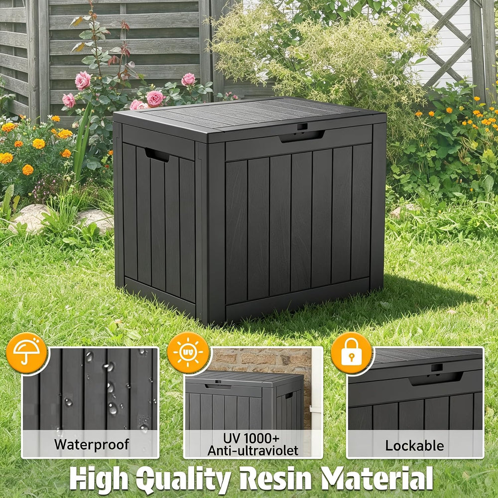 NUNU LAB 35 Gal Outdoor Storage Box Waterproof Lockable,Deck Box,Black