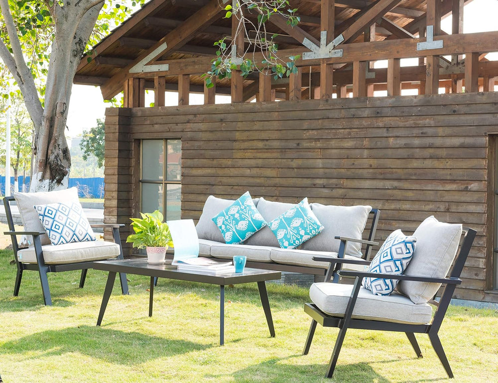 Polyester Outdoor Chair Cushion Set,Outdoor Cushions for Patio Furniture.Tan/...