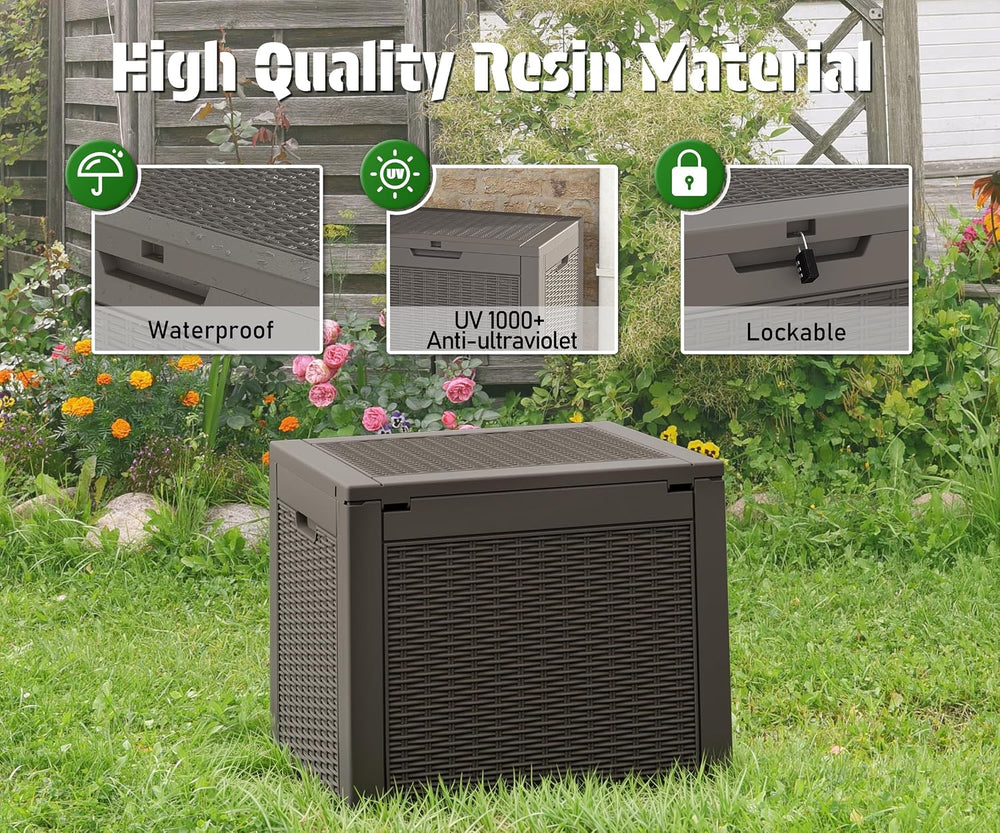 NUNU LAB Outdoor Storage Box 31 Gallon,Waterproof Indoor Outside Deck Boxes,B...