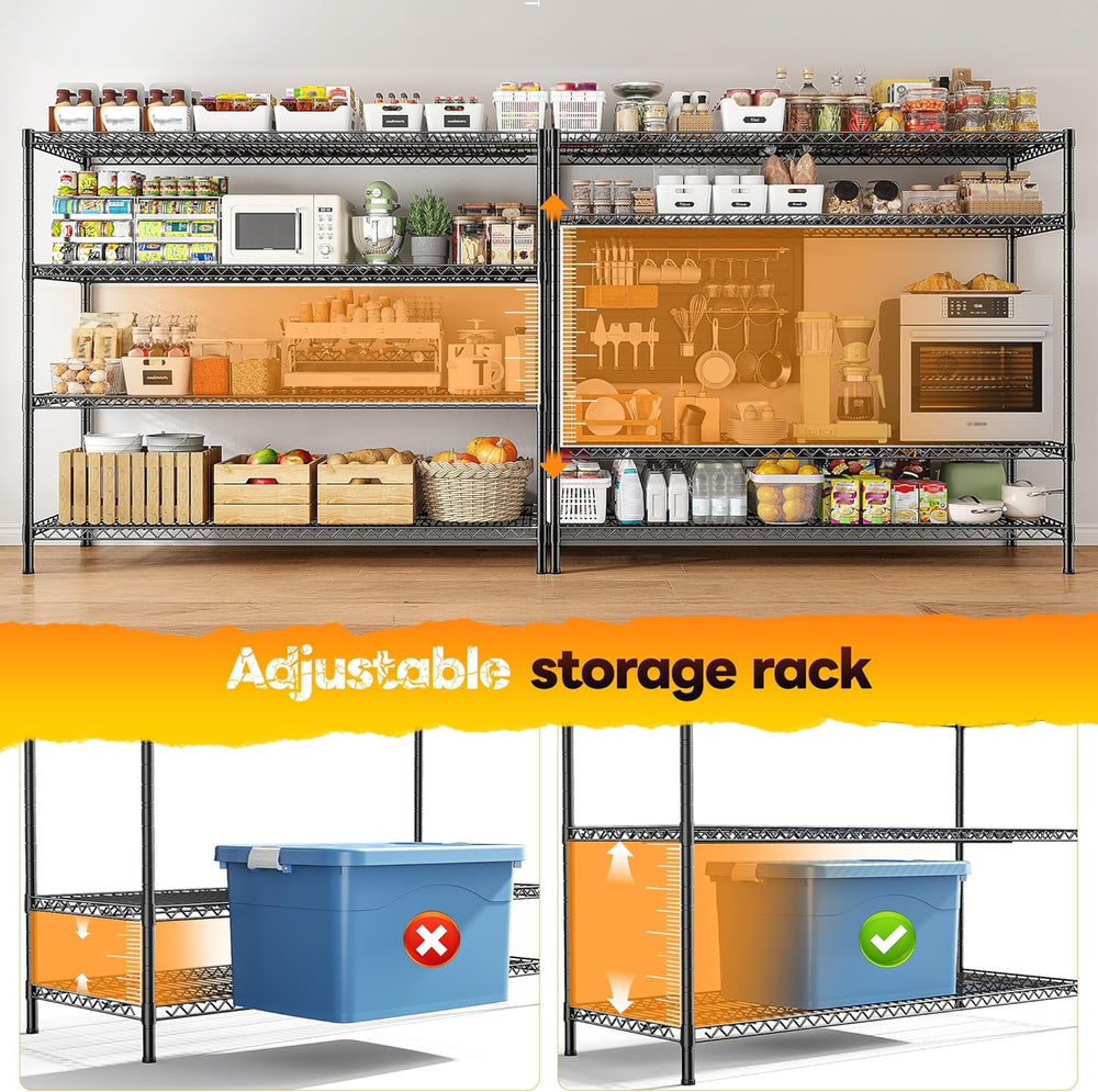 REIBII 4-Tier 2560LBS Heavy Duty Shelving,55.5"W Adjustable Storage Shelves