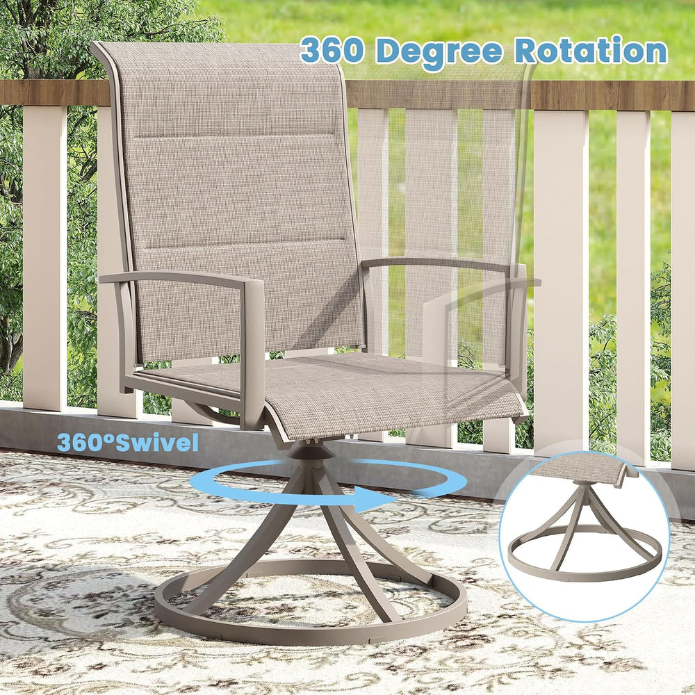 DIFY 7 Piece Outdoor Dining Set, 53.1" Round Table & 6 Chairs, Sands...