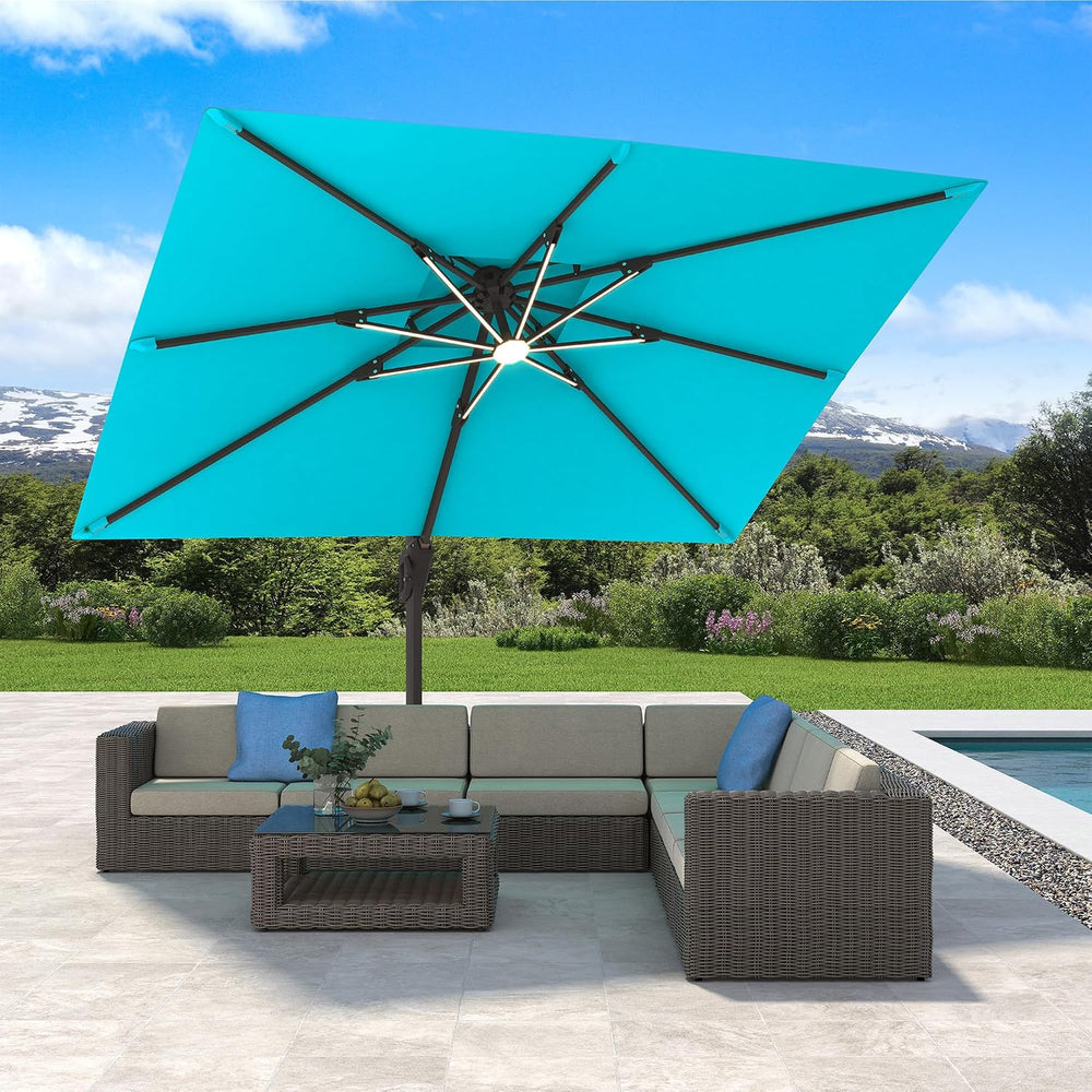 10' X 13' Cantilever Patio Outdoor Umbrella with Led Lights