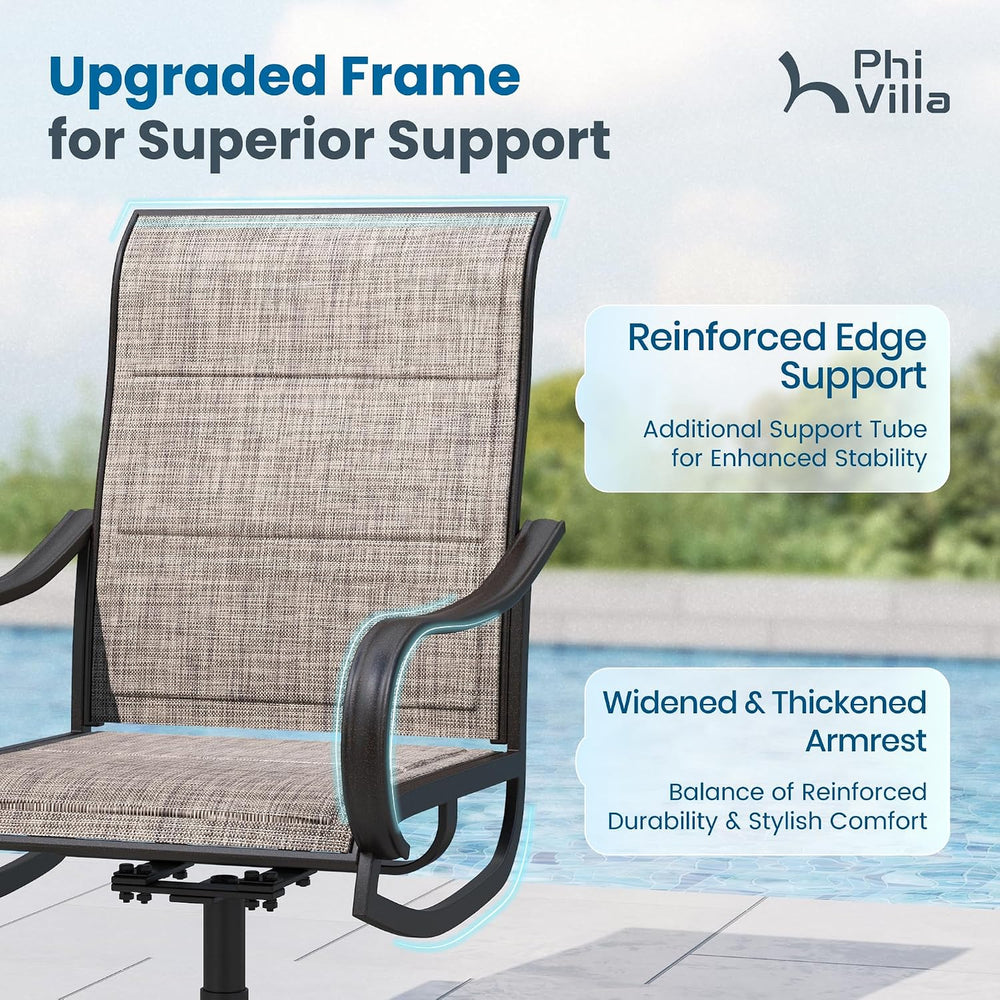 PHI VILLA Patio Dining Set for 8 w/ Expandable Table & Padded Swivel Chairs