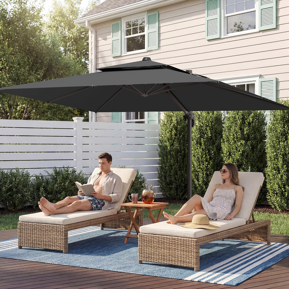 9x12' Cantilever Patio Umbrella with Base for Outdoor, Grey