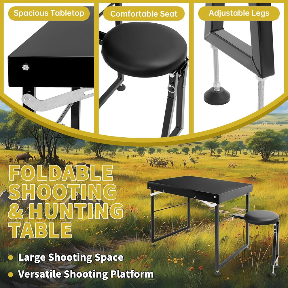 KUAFU Foldable Shooting & Hunting Table with Shooting Bench, Adjustable