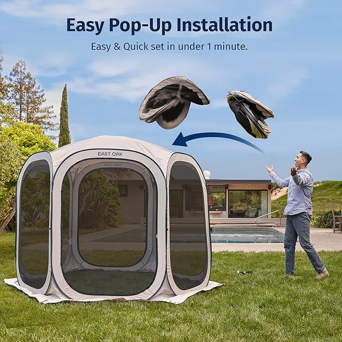 East Oak Screen House Tent Pop-Up, Portable Screen Room Canopy Instant Screen...