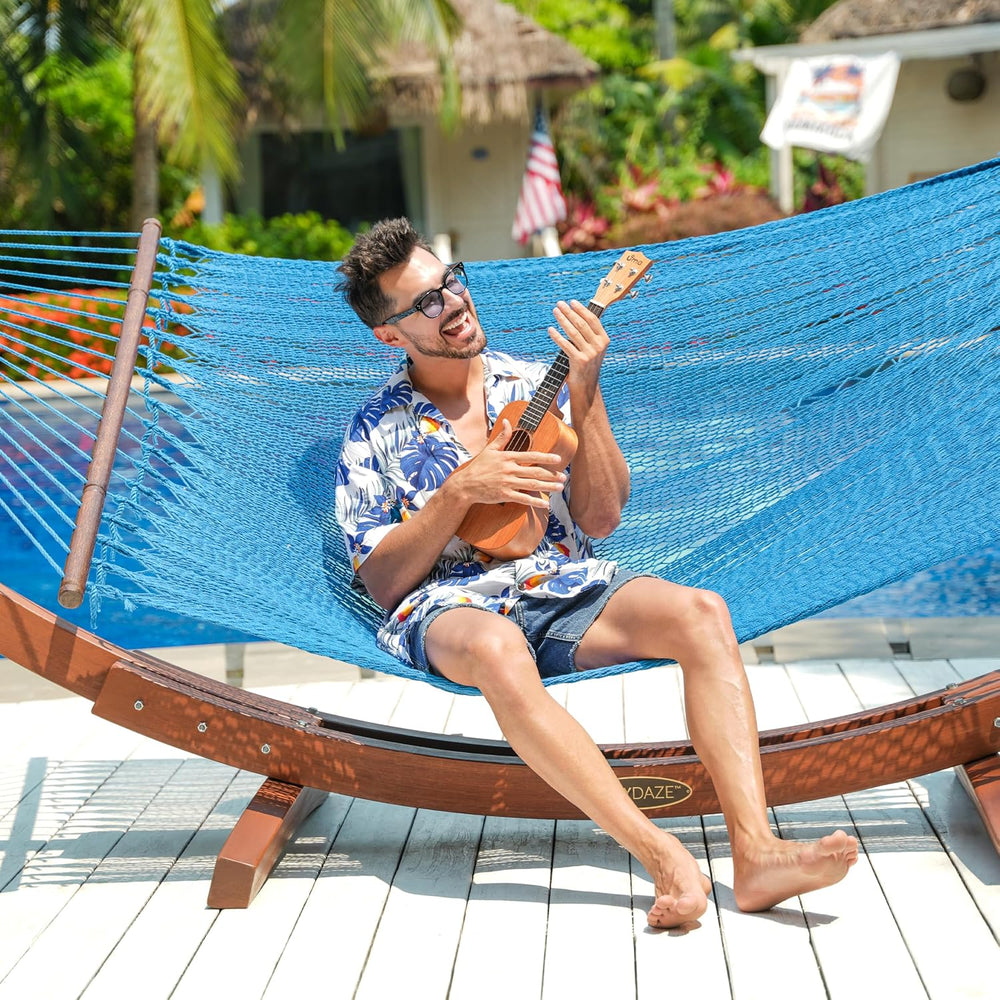 Lazy Daze 2 Person Caribbean Rope Hammock, Handwoven Double Hammock