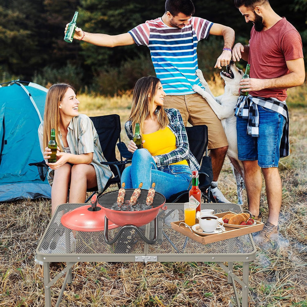 VINGLI Outdoor Grill Table, Folding Camping Table, 3 ft Portable Picnic Table...