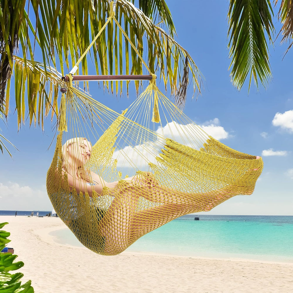 Caribbean Hammock Chair with Footrest - 40 inch - Soft-Spun Polyester - (Olive)