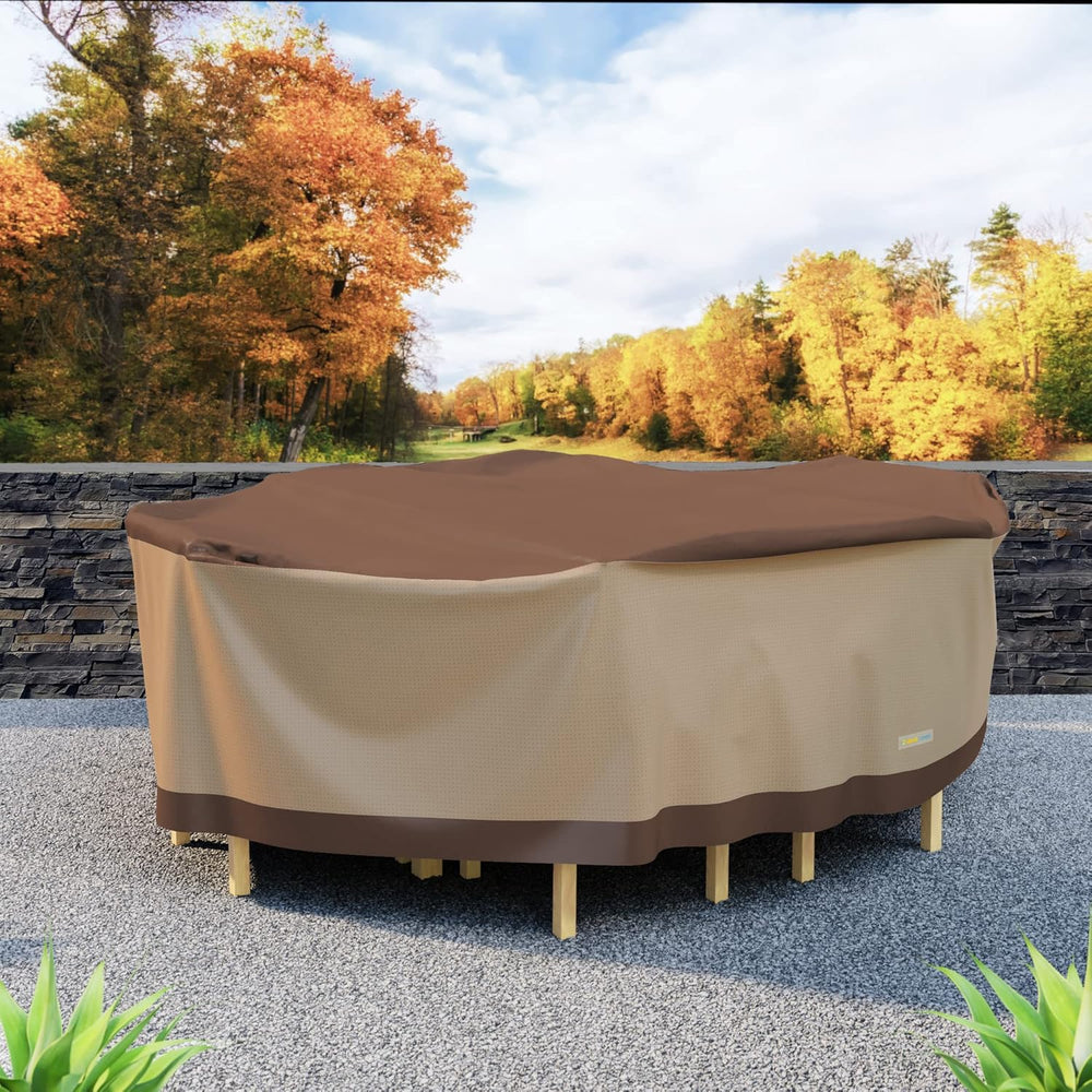 DUCKCOVERS Ultimate Waterproof Rectangular/Oval Patio Table with Chairs Cover...