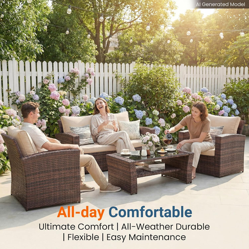 Wisteria Lane Patio Furniture Set, Wicker Outdoor Furniture for All Weather