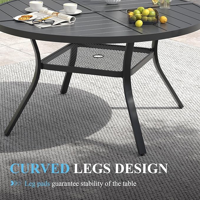 VICLLAX Patio Table and Chair Set of 4, All Weather Metal Round Outdoor Dinin...