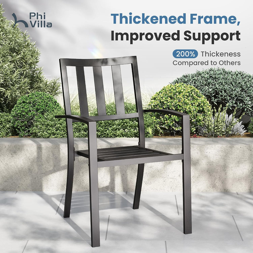 PHI VILLA 7 Pcs Outdoor Dining Set for 6, 60” Rectangular Metal Table