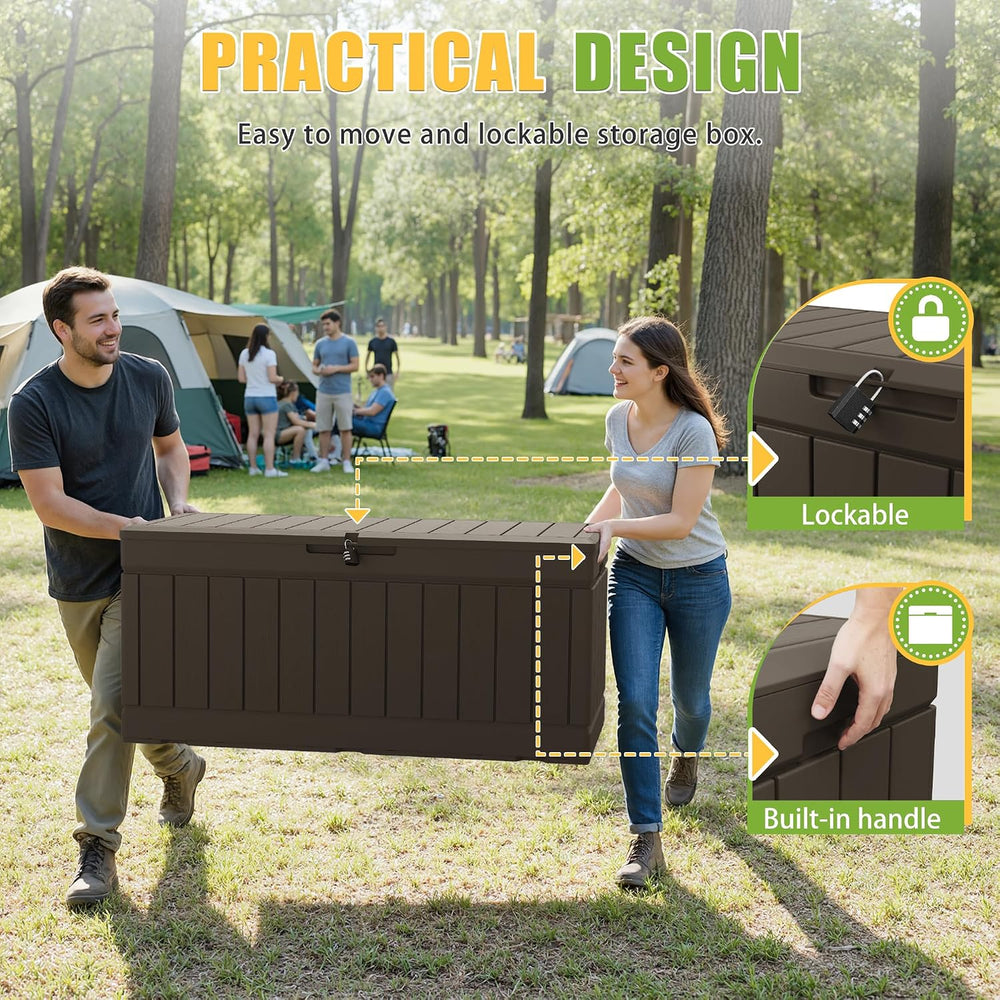 Greesum Outdoor Storage Box 82 Gallon Storage Bin with Lid for Patio Furnitur...