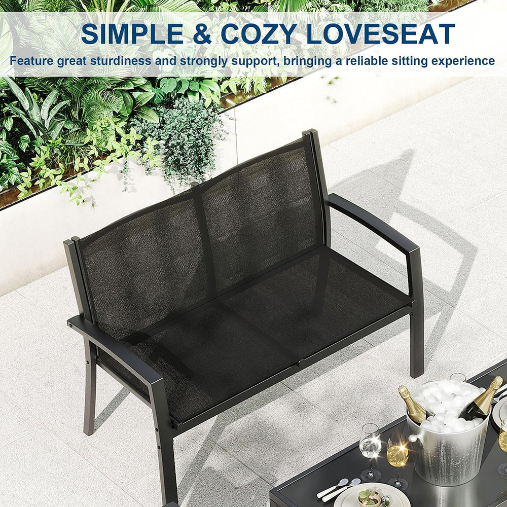 Garvee 4 Piece Patio Bistro Furniture Set, Outdoor Conversation Set with 3 Ch...