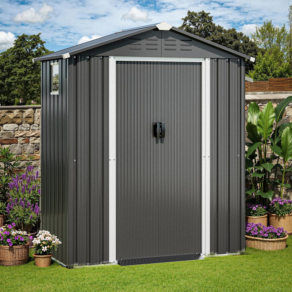 JY QAQA 5x3 FT Metal Outdoor Garden Storage Shed,Waterproof Metal Garden Shed...