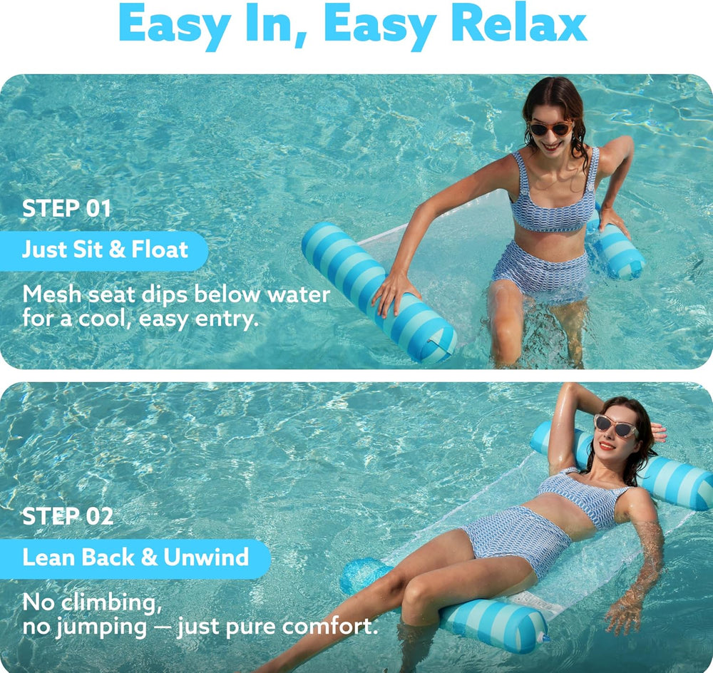 Sloosh 3 Pack Inflatable Pool Float Hammock, Water Lounges, Multi-Purpose Swi...