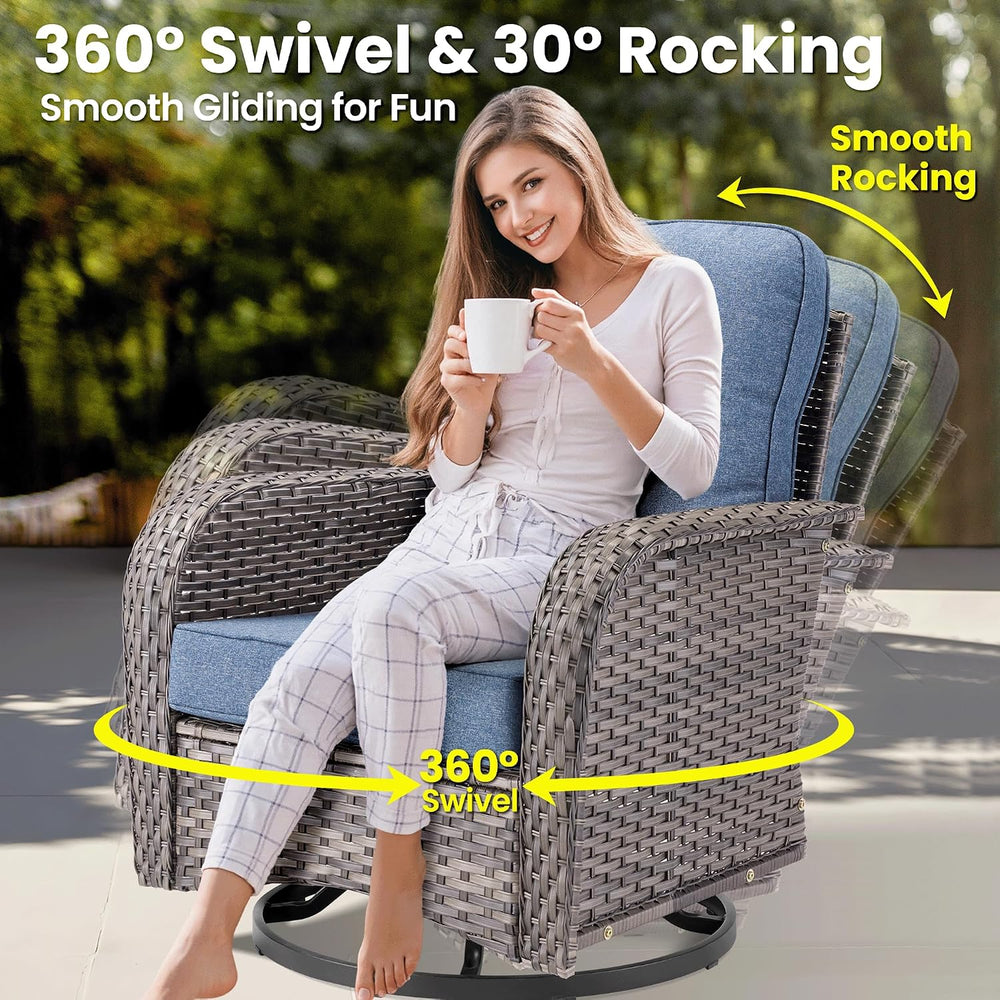 ovios 6 Pieces Patio Furniture Set, Outdoor Wicker Sofa Couch with Swivel Gli...