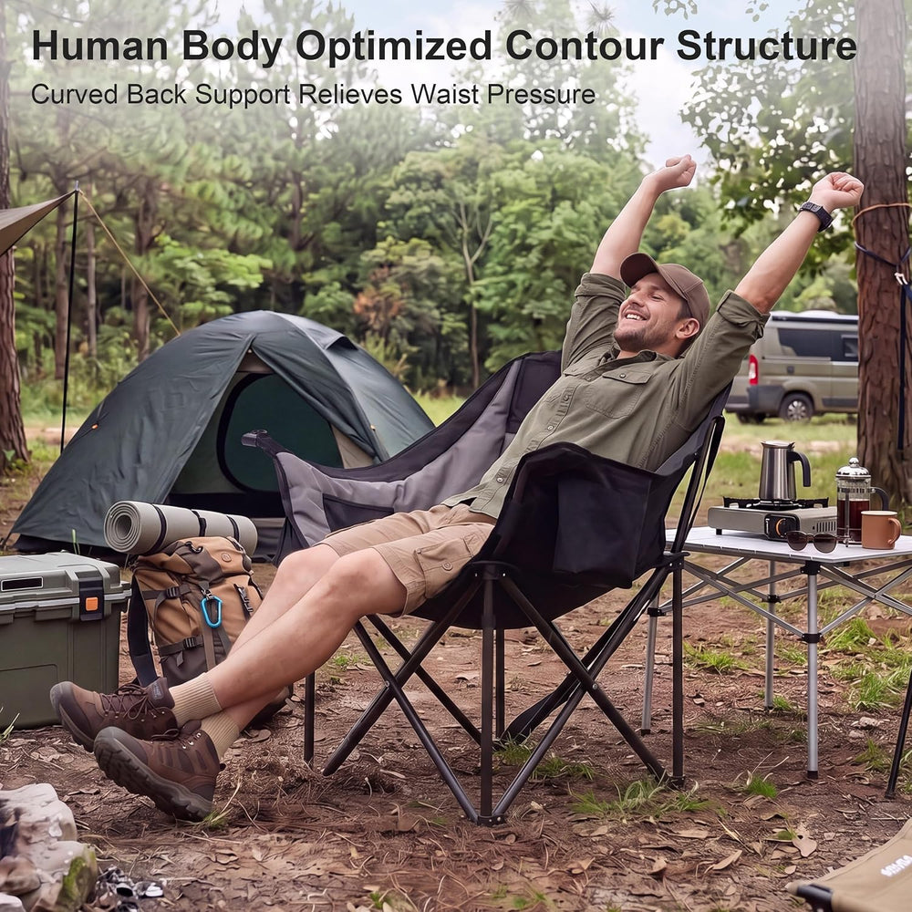Heavy Duty Padded Camping Chair for Adults, Oversized Outdoor Camping Chair