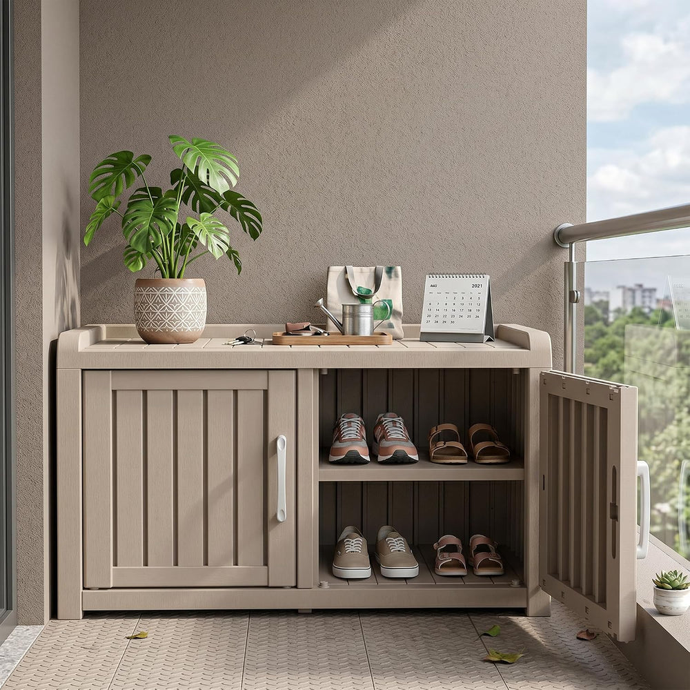 ROJIK Shoe Cabinet Waterproof UV-Resistant,Storage Bench Indoor Outdoor with ...