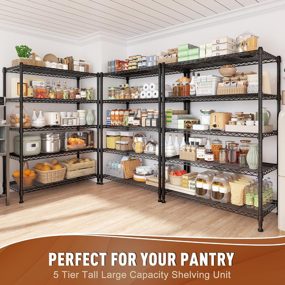 REIBII 63" H 5-Tier Heavy Duty Storage Shelves, 1020 lbs, 2-in-1 Adjustable