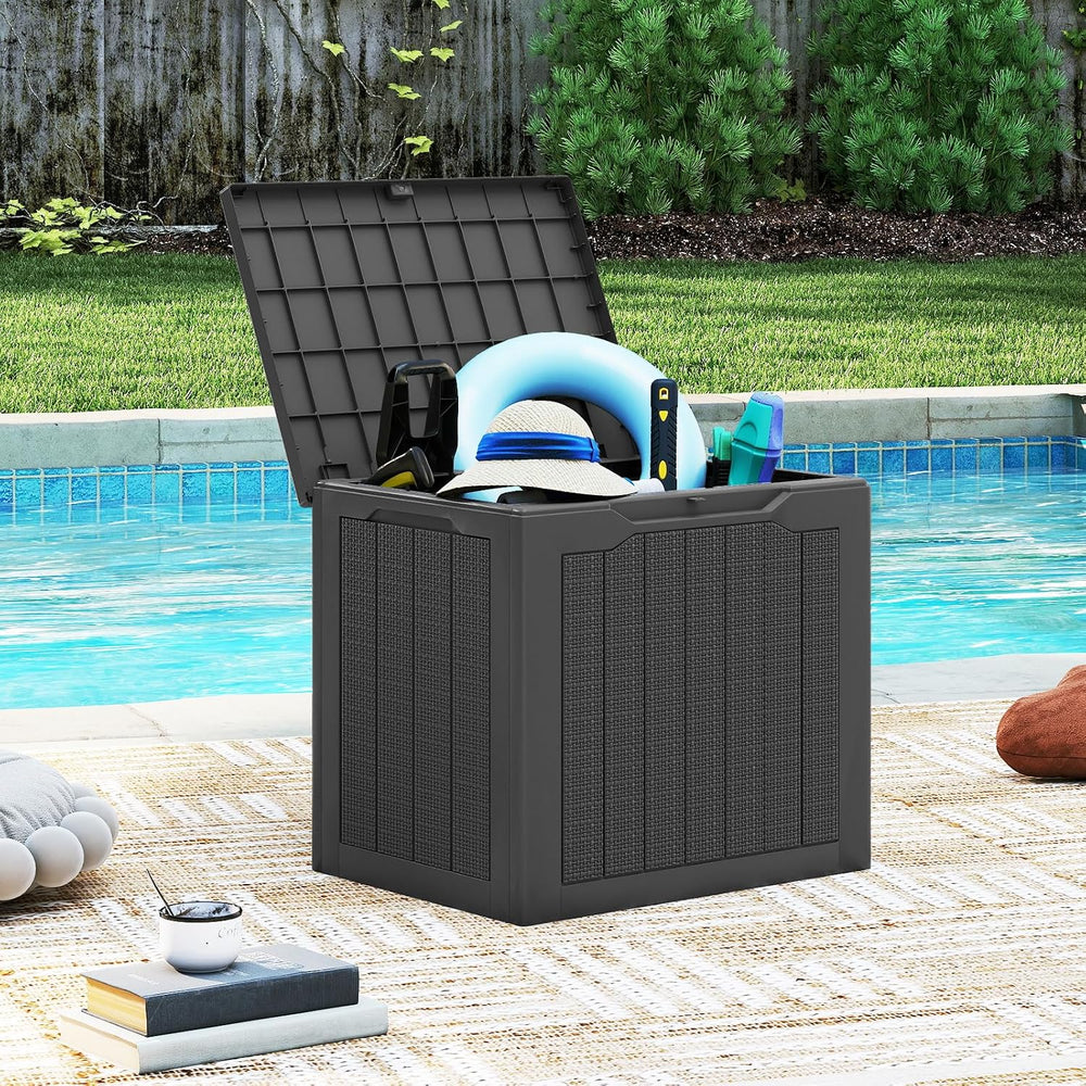 GIANTEX 25 Gallon Outdoor Storage Box, Patio Deck Box with Lockable Lid, Wick...